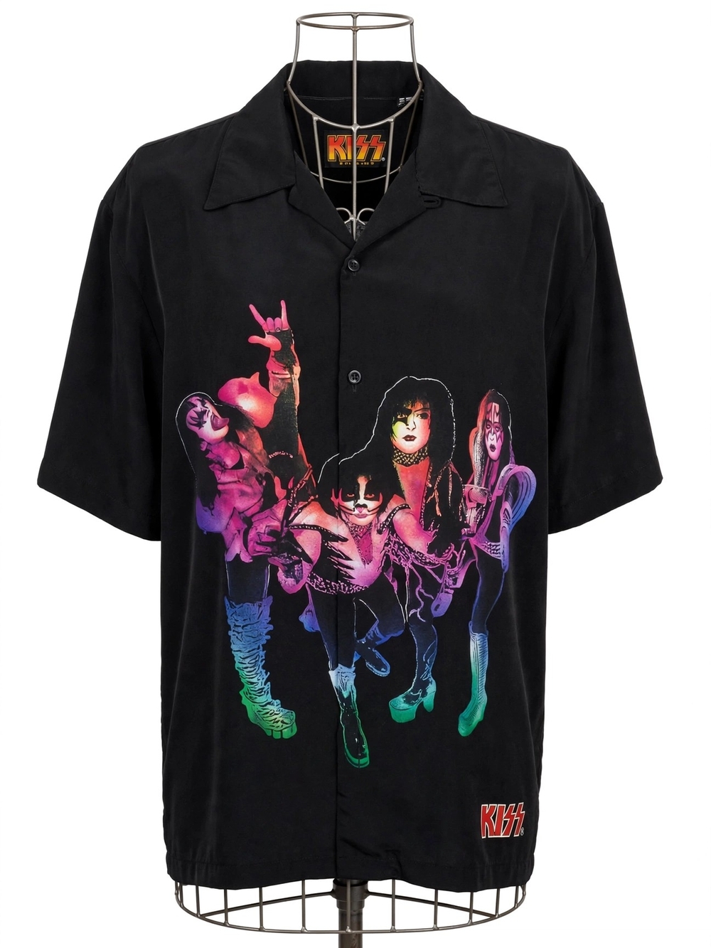 Kiss Black Button-Down Shirt with Red and Yellow Logo